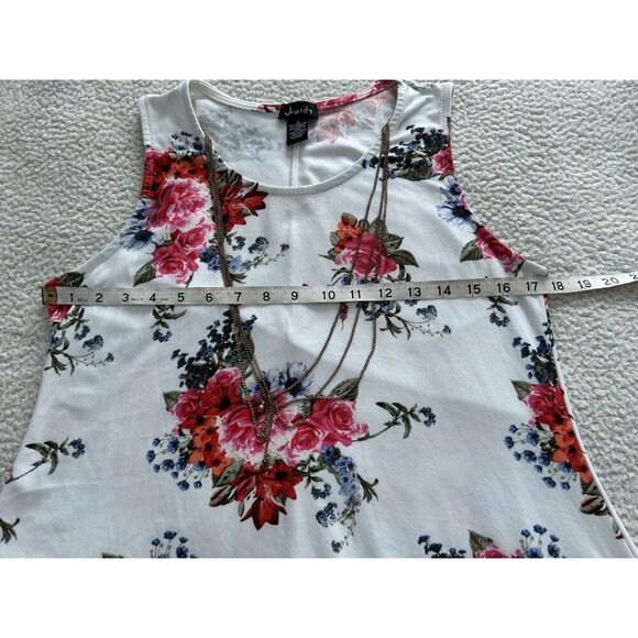 Justify Women's White Floral Sleeveless Knit A-Line Dress w/Chain Accent Size M - Picture 7 of 8